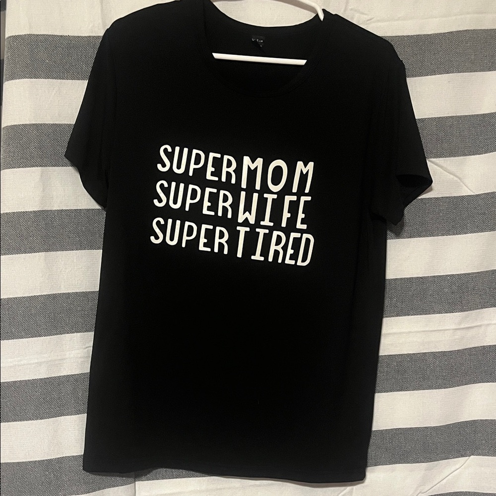 SHEIN Black Top with White Label